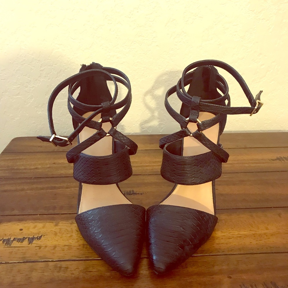 Strappy black heels